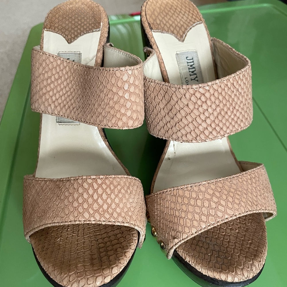 Jimmy Choo Tan Platform Heels - Picture 2 of 4